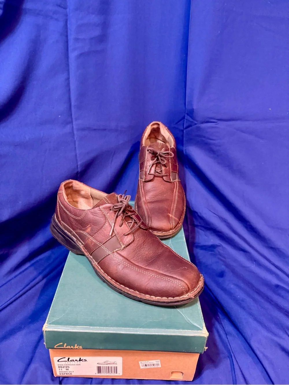 Clarks Espace Men’s 11 M Brown Leather Lace Up Oxford Casual Shoesi
